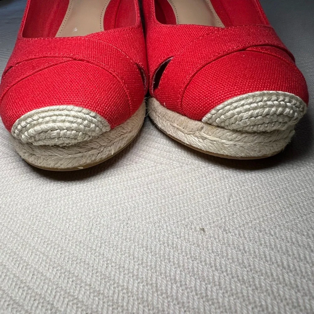 Lauren Ralph Lauren Hadly Red Espadrille Wedge Slingback Sandals Womens 7B